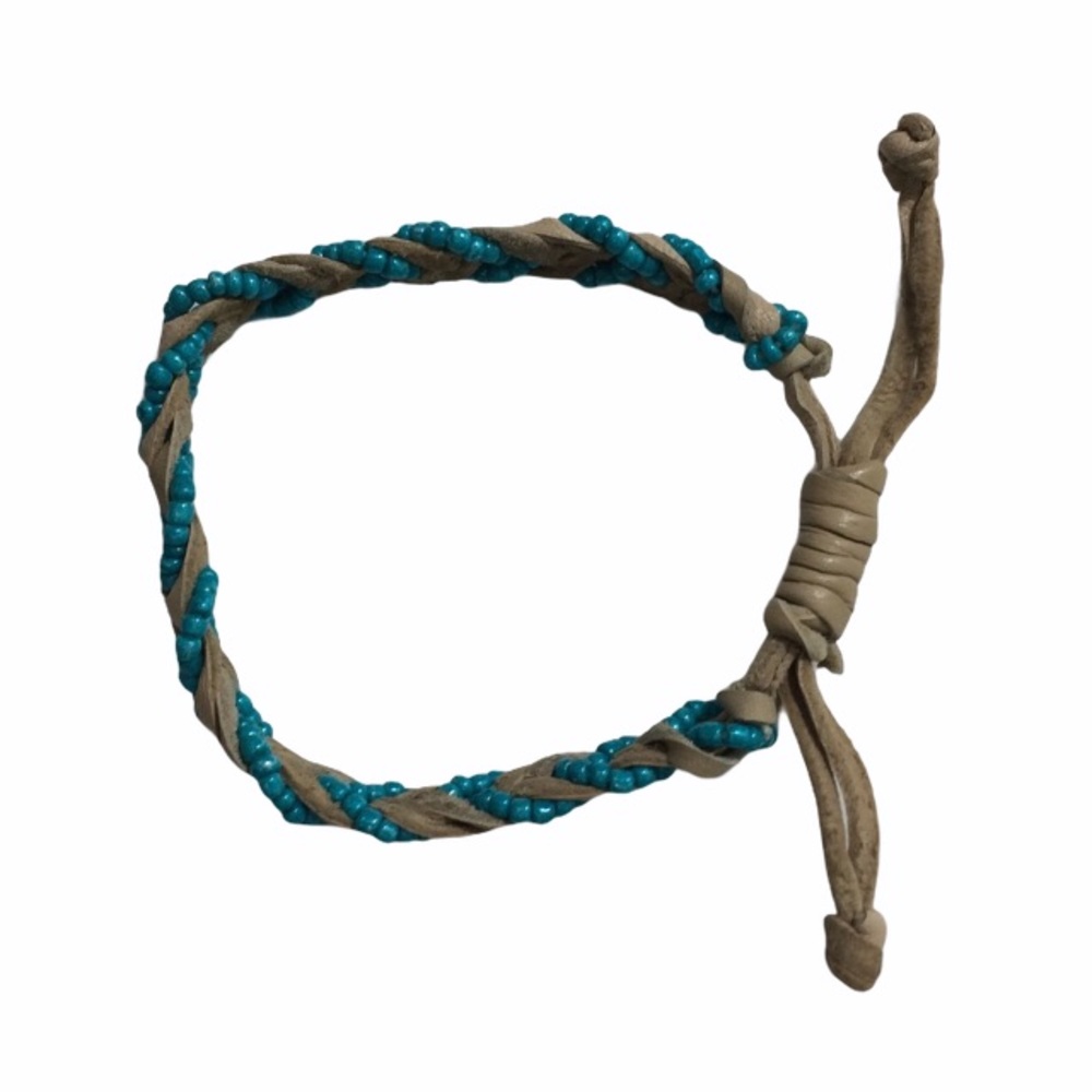 Handmade Seed bead & Suede slide bracelet